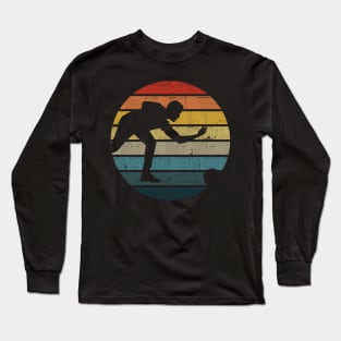 Bowling Silhouette On A Distressed Retro Sunset print Long Sleeve T-Shirt